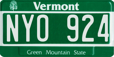 VT license plate NYO924