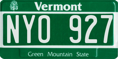 VT license plate NYO927