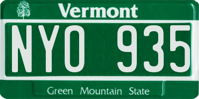 VT license plate NYO935