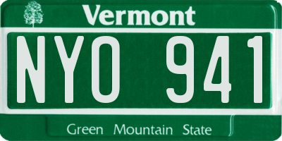VT license plate NYO941