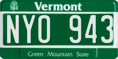 VT license plate NYO943