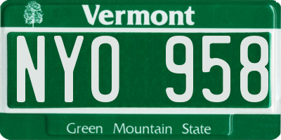 VT license plate NYO958