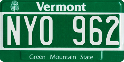 VT license plate NYO962