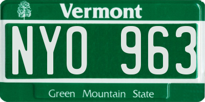 VT license plate NYO963