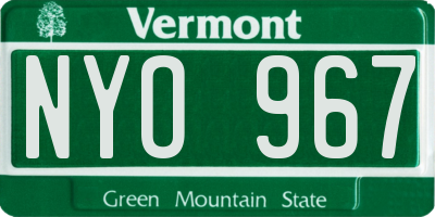 VT license plate NYO967