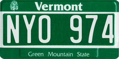 VT license plate NYO974