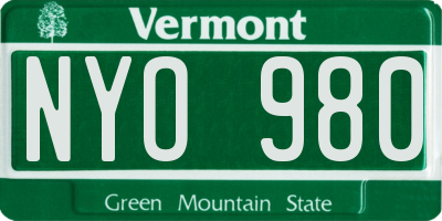 VT license plate NYO980