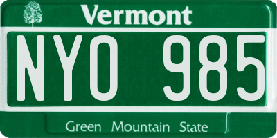 VT license plate NYO985