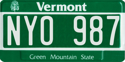VT license plate NYO987