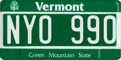 VT license plate NYO990