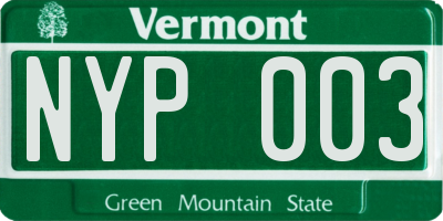 VT license plate NYP003