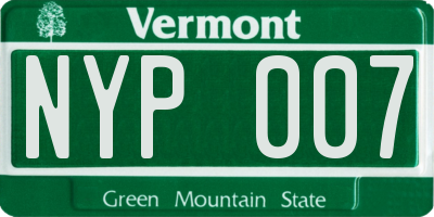 VT license plate NYP007