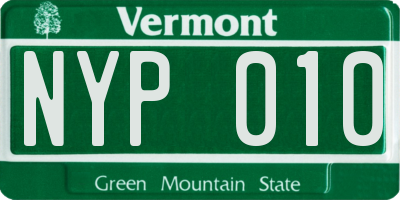 VT license plate NYP010