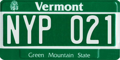 VT license plate NYP021