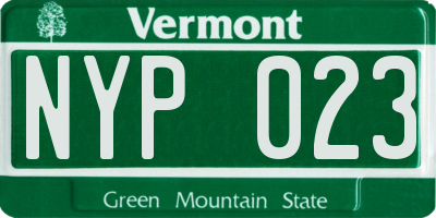 VT license plate NYP023