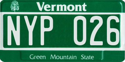 VT license plate NYP026