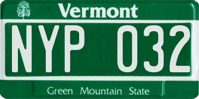 VT license plate NYP032