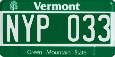 VT license plate NYP033