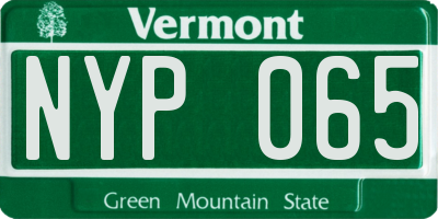 VT license plate NYP065