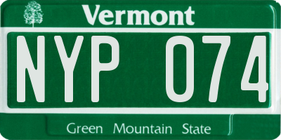 VT license plate NYP074