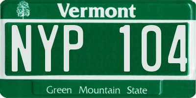 VT license plate NYP104