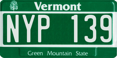 VT license plate NYP139