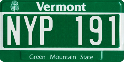 VT license plate NYP191