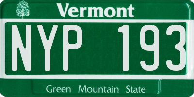 VT license plate NYP193