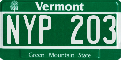 VT license plate NYP203