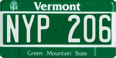 VT license plate NYP206