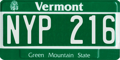 VT license plate NYP216
