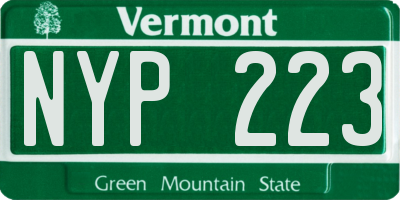 VT license plate NYP223