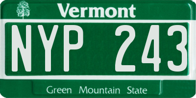 VT license plate NYP243