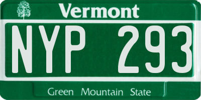 VT license plate NYP293