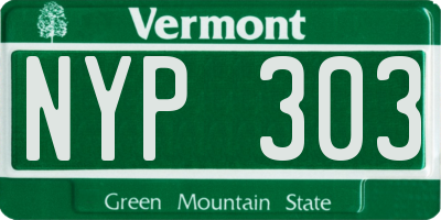 VT license plate NYP303