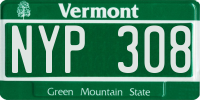 VT license plate NYP308