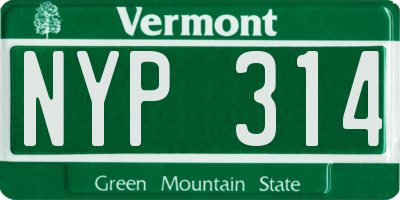 VT license plate NYP314