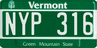 VT license plate NYP316