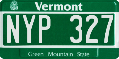 VT license plate NYP327