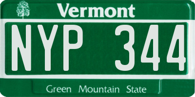 VT license plate NYP344