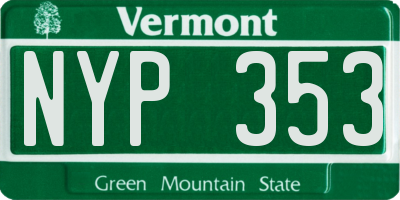 VT license plate NYP353