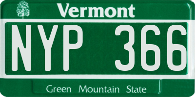 VT license plate NYP366
