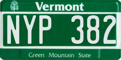 VT license plate NYP382