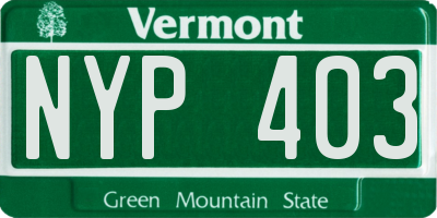 VT license plate NYP403