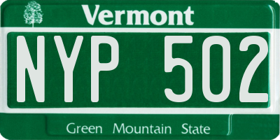 VT license plate NYP502