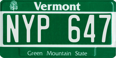 VT license plate NYP647