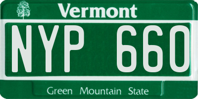 VT license plate NYP660