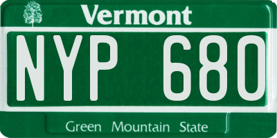 VT license plate NYP680