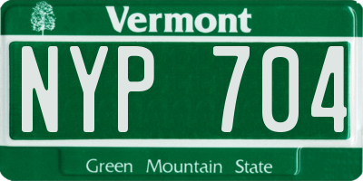 VT license plate NYP704