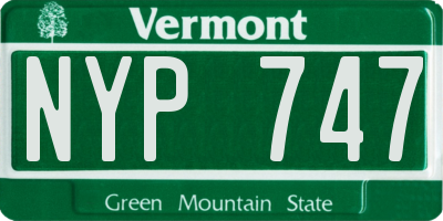 VT license plate NYP747